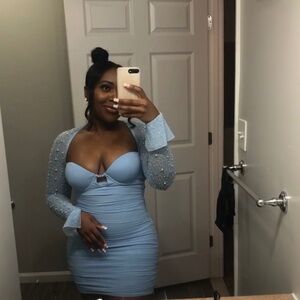 Embellished Long Sleeve Mini Dress